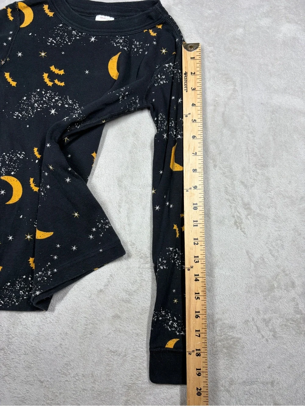 Hanna Andersson Kids Black Stars Bat Moon Midnight Stars Halloween PJ Top Size 8